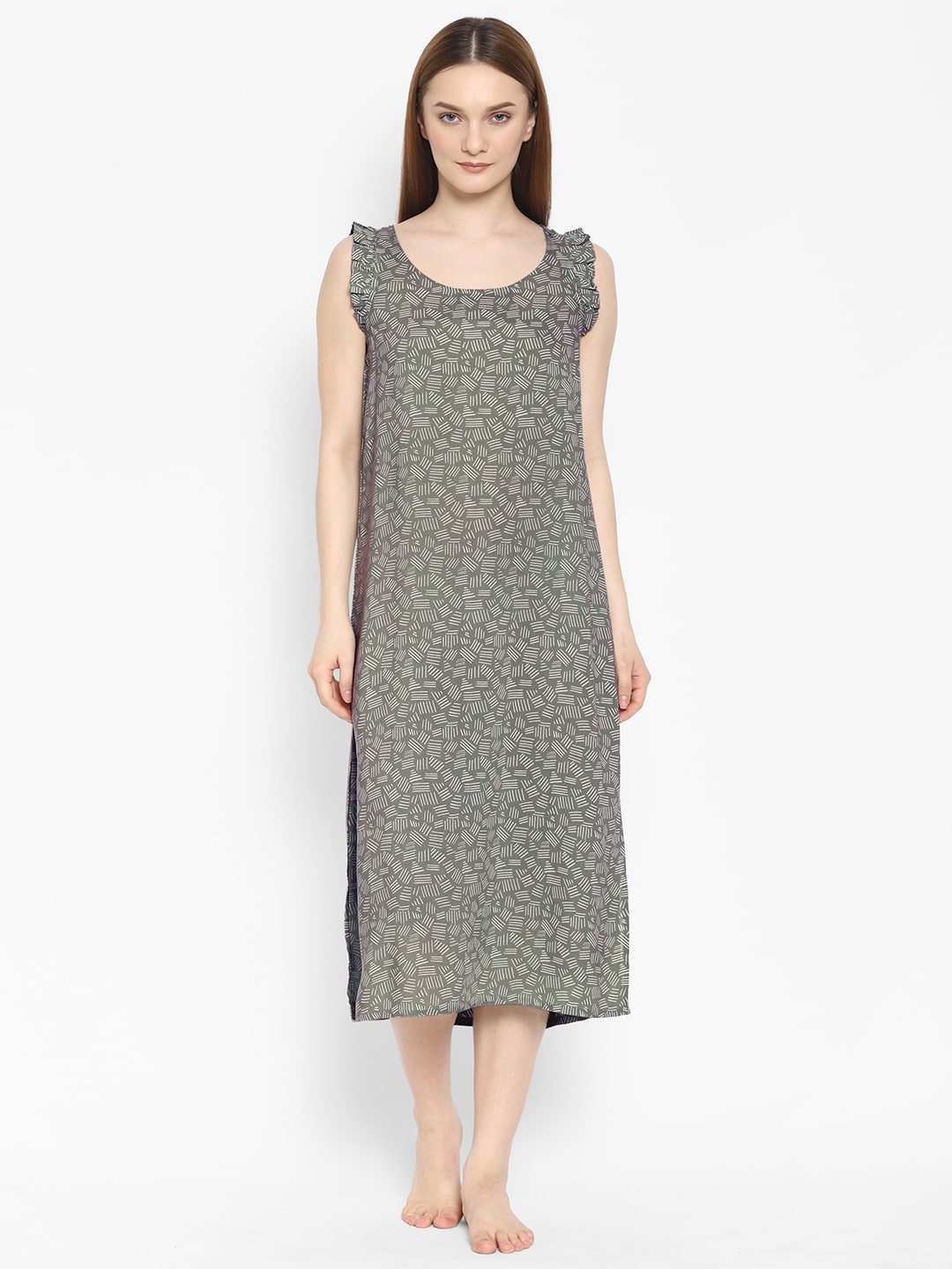

COASTLAND Green Printed Maxi Nightdress