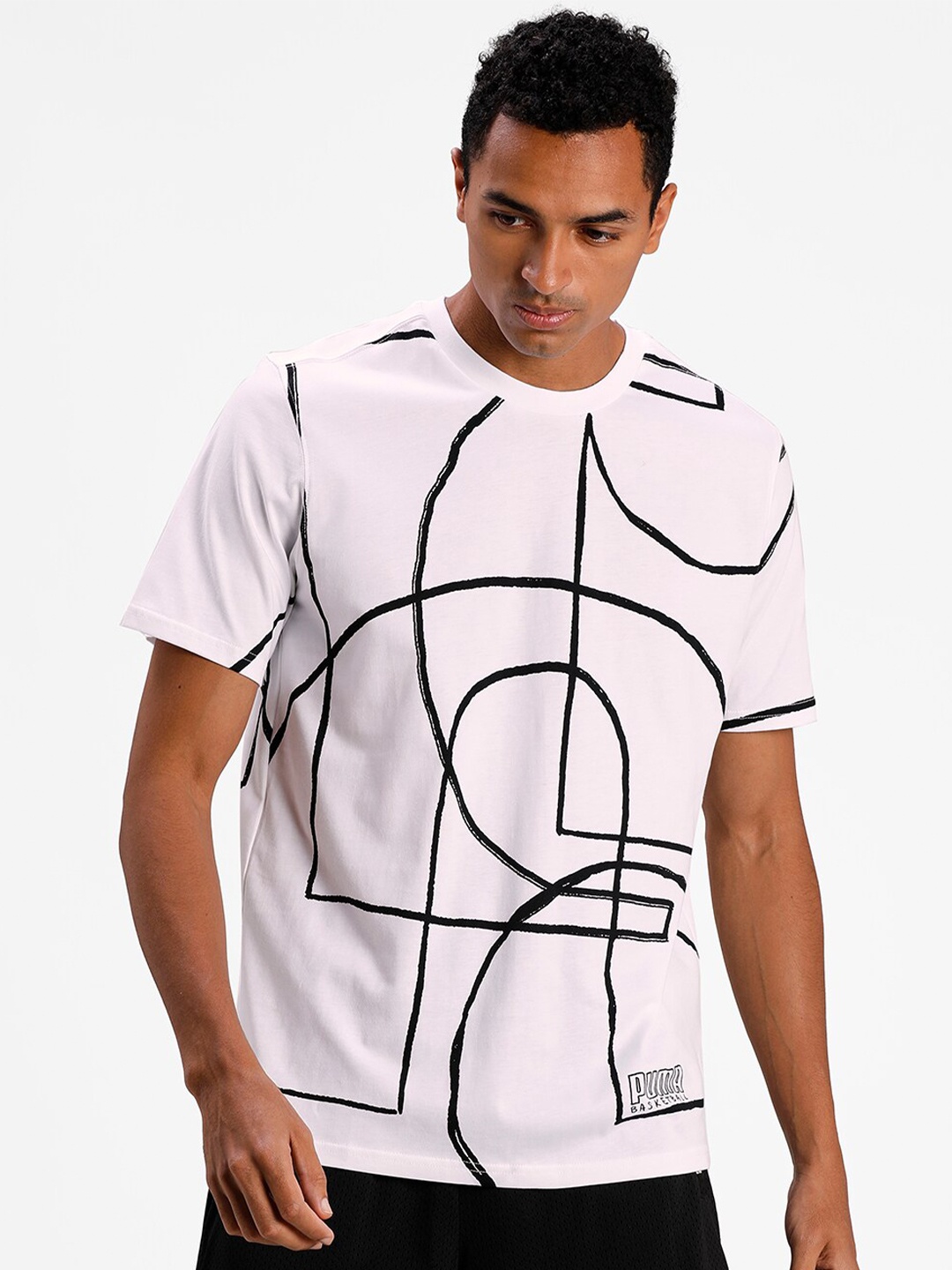 

Puma Men White Court All-Over Printed Basketball T-Shirt