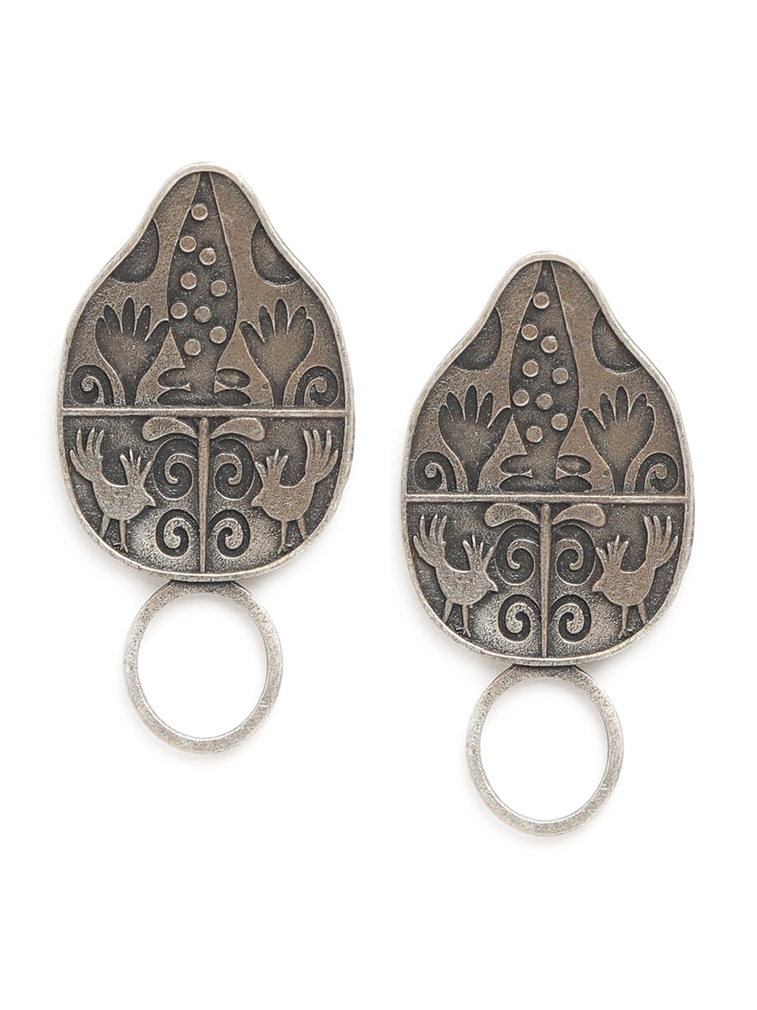 Fabindia Women Silver-Toned Contemporary Studs Earrings