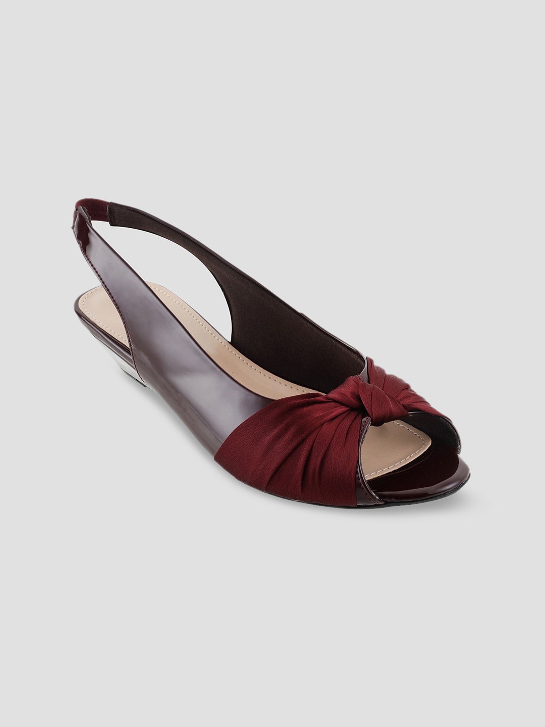 

LEMON & PEPPER Maroon PU Wedge Peep Toes with Bows