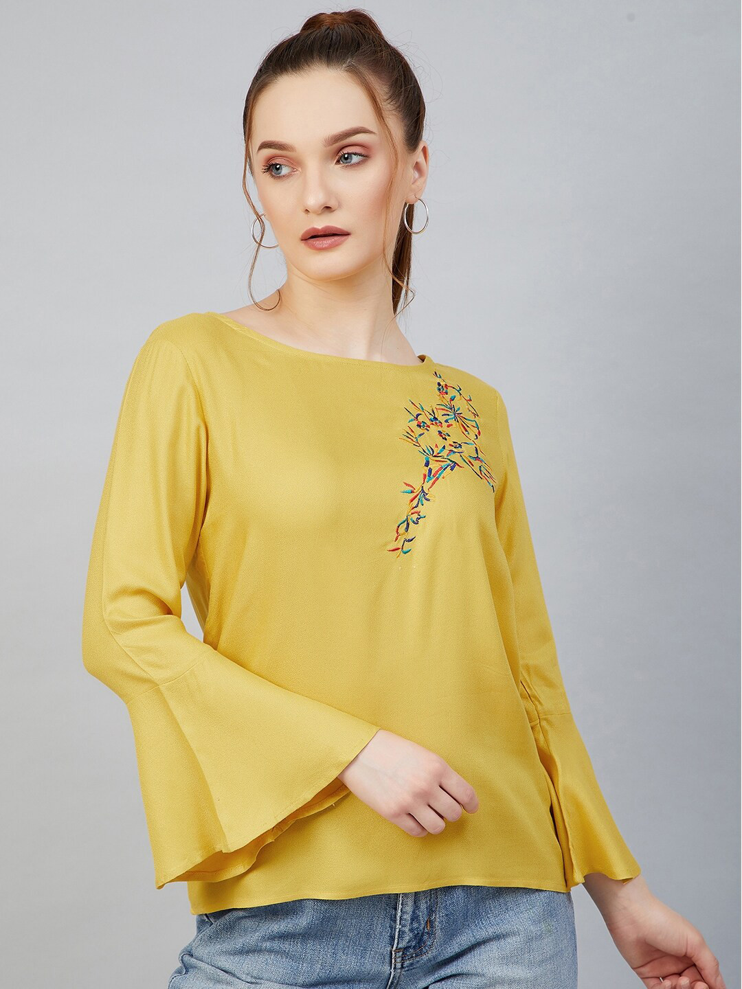 

RARE Mustard Yellow Bell Sleeve Regular Top