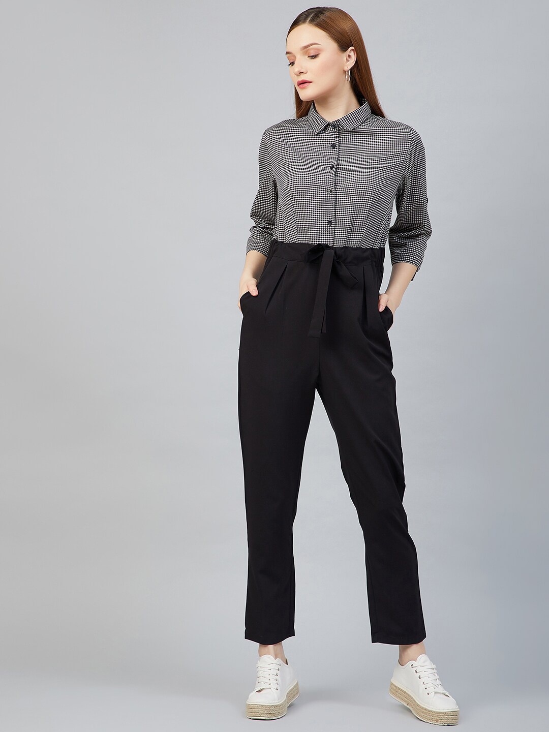 

RARE Black & White Checked Basic Jumpsuit