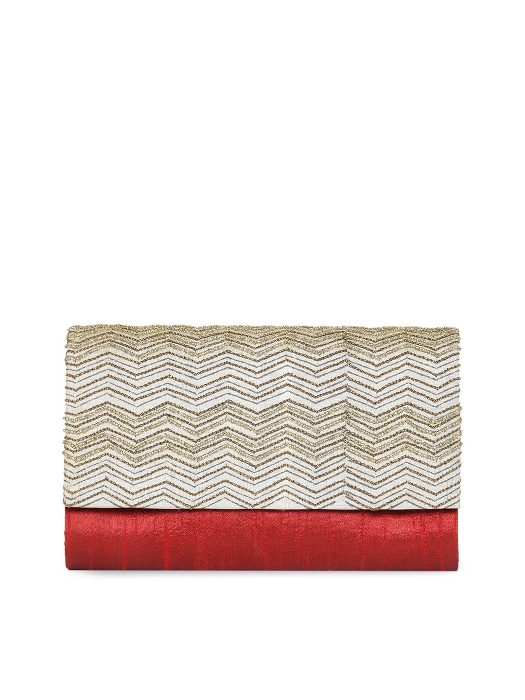 

Fabindia Red Oversized Structured Sling Bag with Cut Work