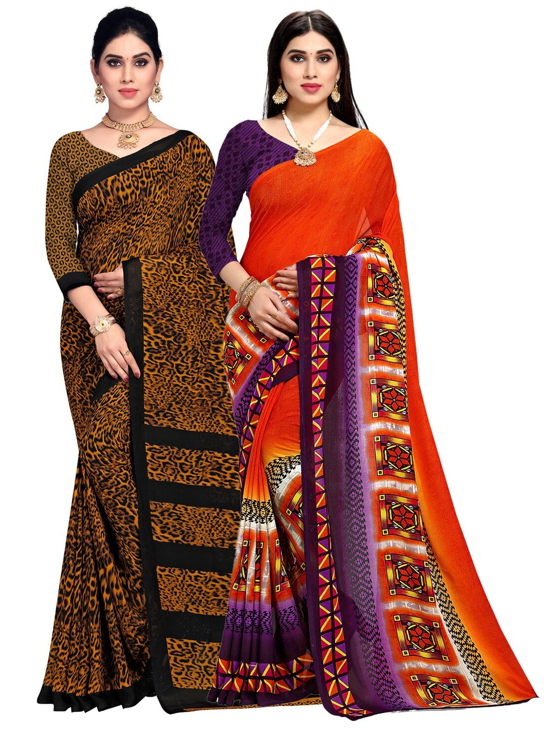 

KALINI Multi Pack of 2 Printed Saree