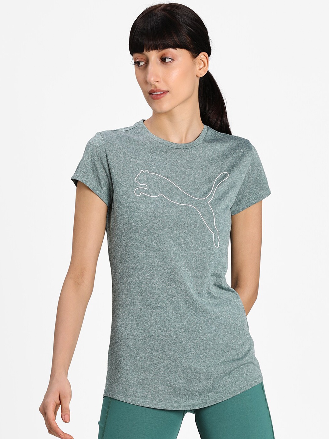 

Puma Women Green & White Brand Logo Printed T-shirt