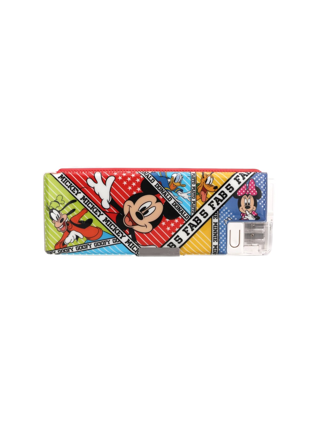 

Disney Girls White & Blue Mickey Mouse Printed Magnetic Pencil Box