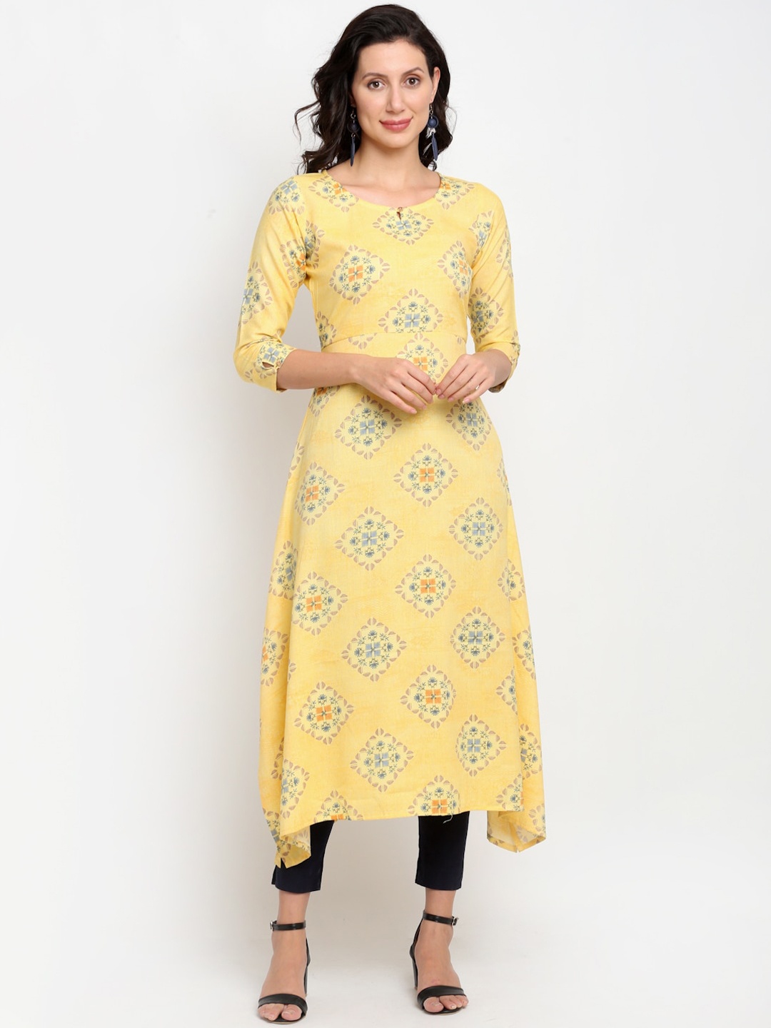 

Lovely Lady Women Yellow Ethnic Motifs Printed Kurta