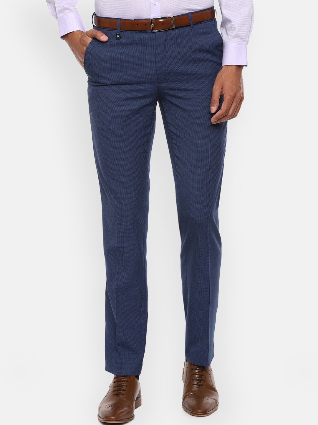 

V Dot Men Navy Blue Slim Fit Formal Trousers