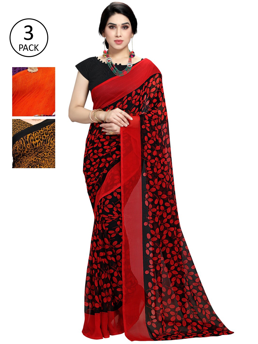 

KALINI Multi Pack of 3 Printed Saree