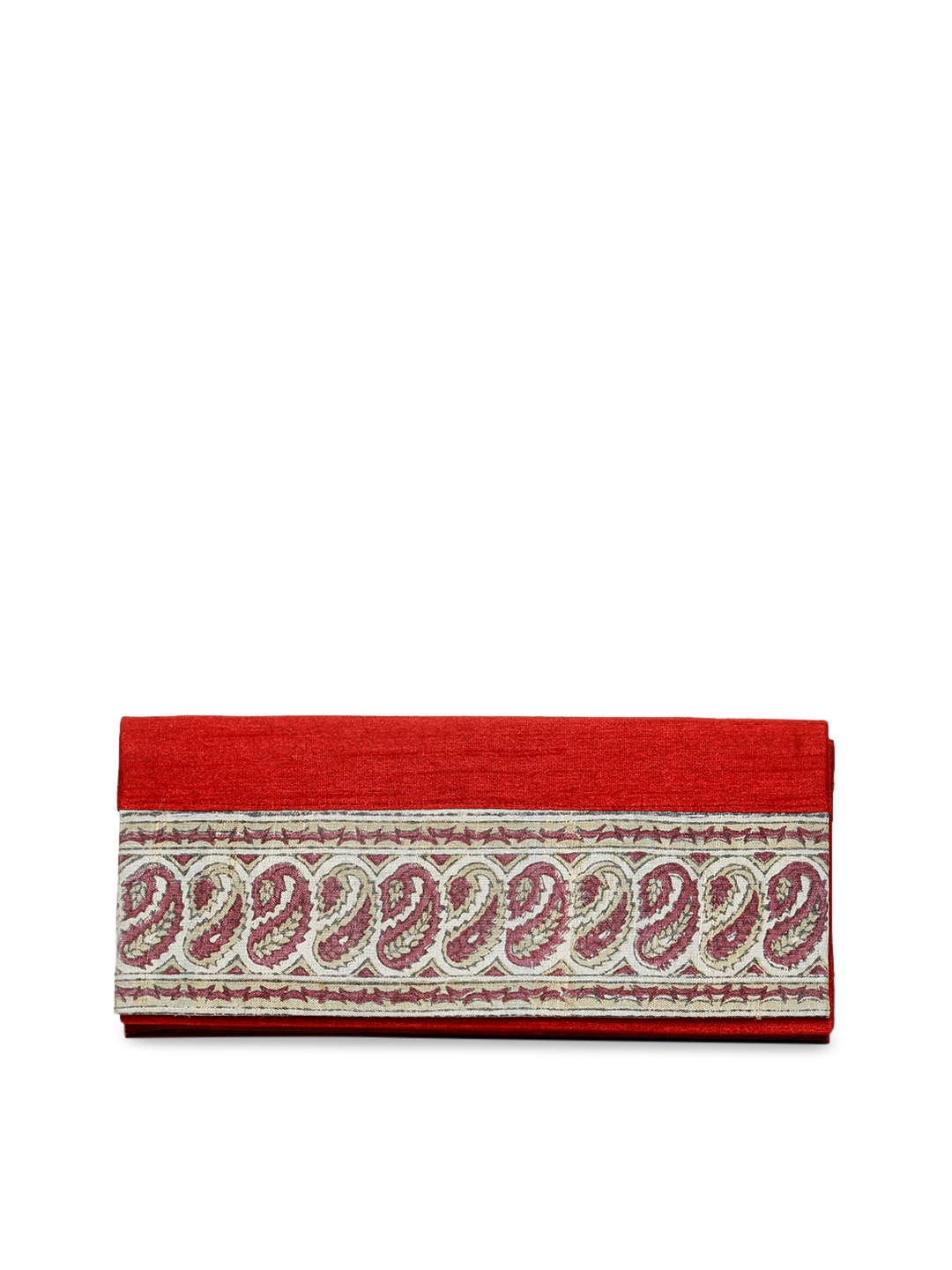 

Fabindia Maroon & Beige Paisely Printed Envelope Clutch