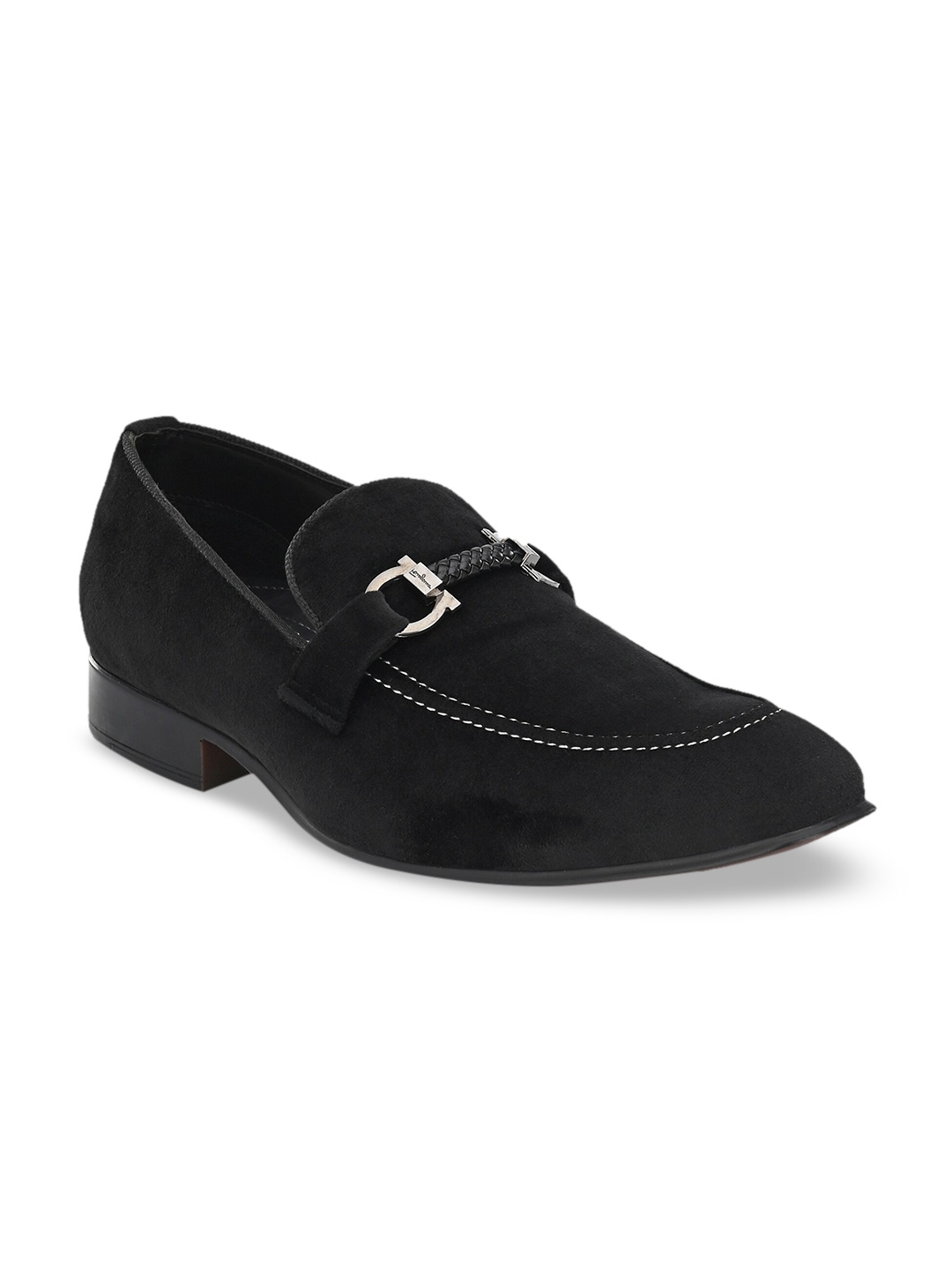 

Hitz Men Black Solid Leather Velvet Formal Shoes