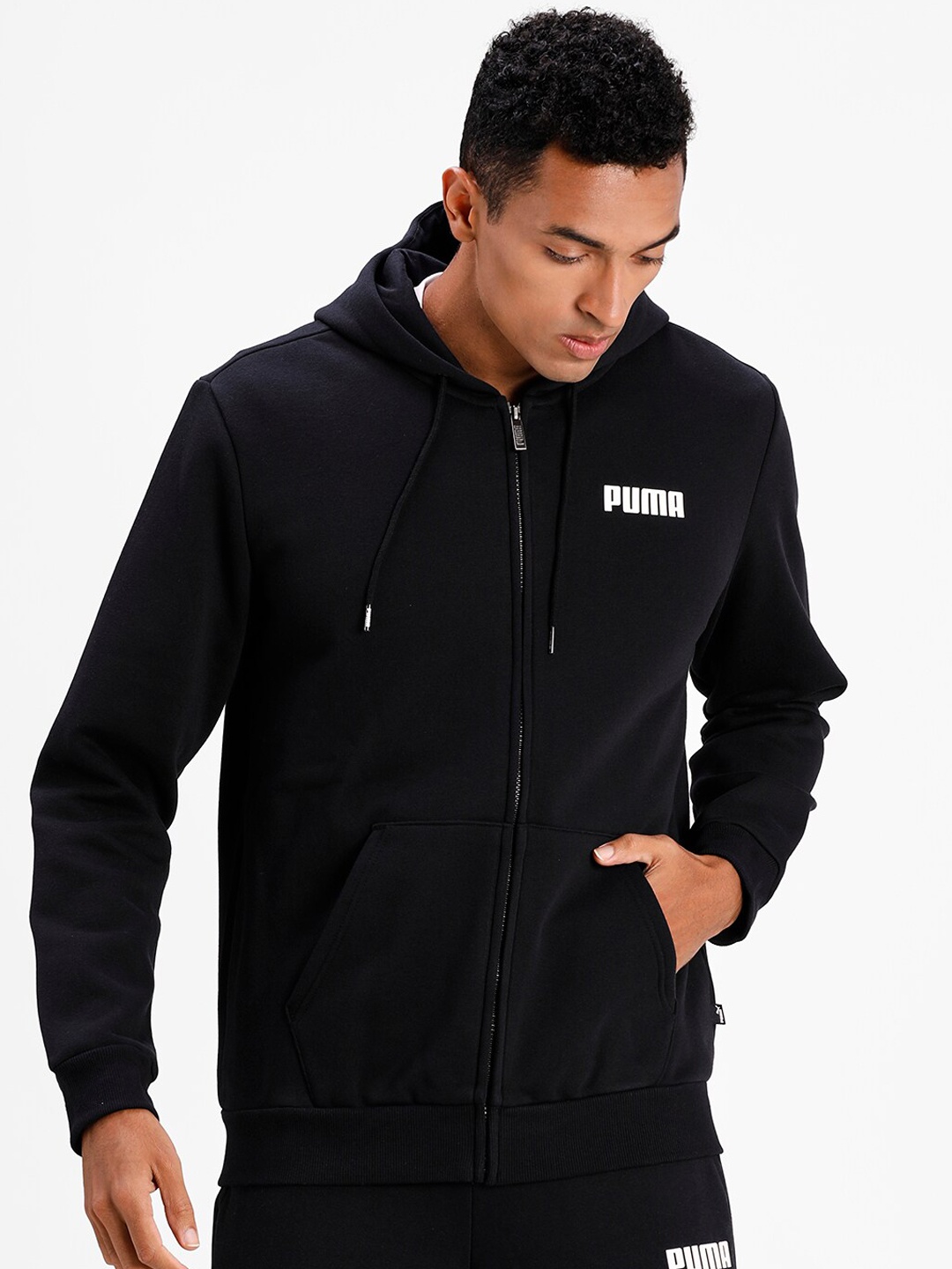 

Puma Men Black Sporty Hooded Track Jacket