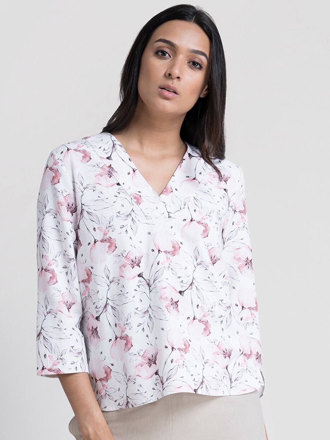 

FableStreet White Floral Regular Top