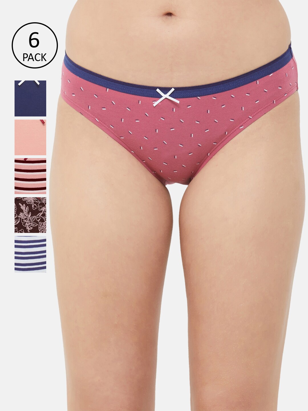 

Soie Women Pack Of 6 Basic Briefs 6BF-20PACK 4, Pink