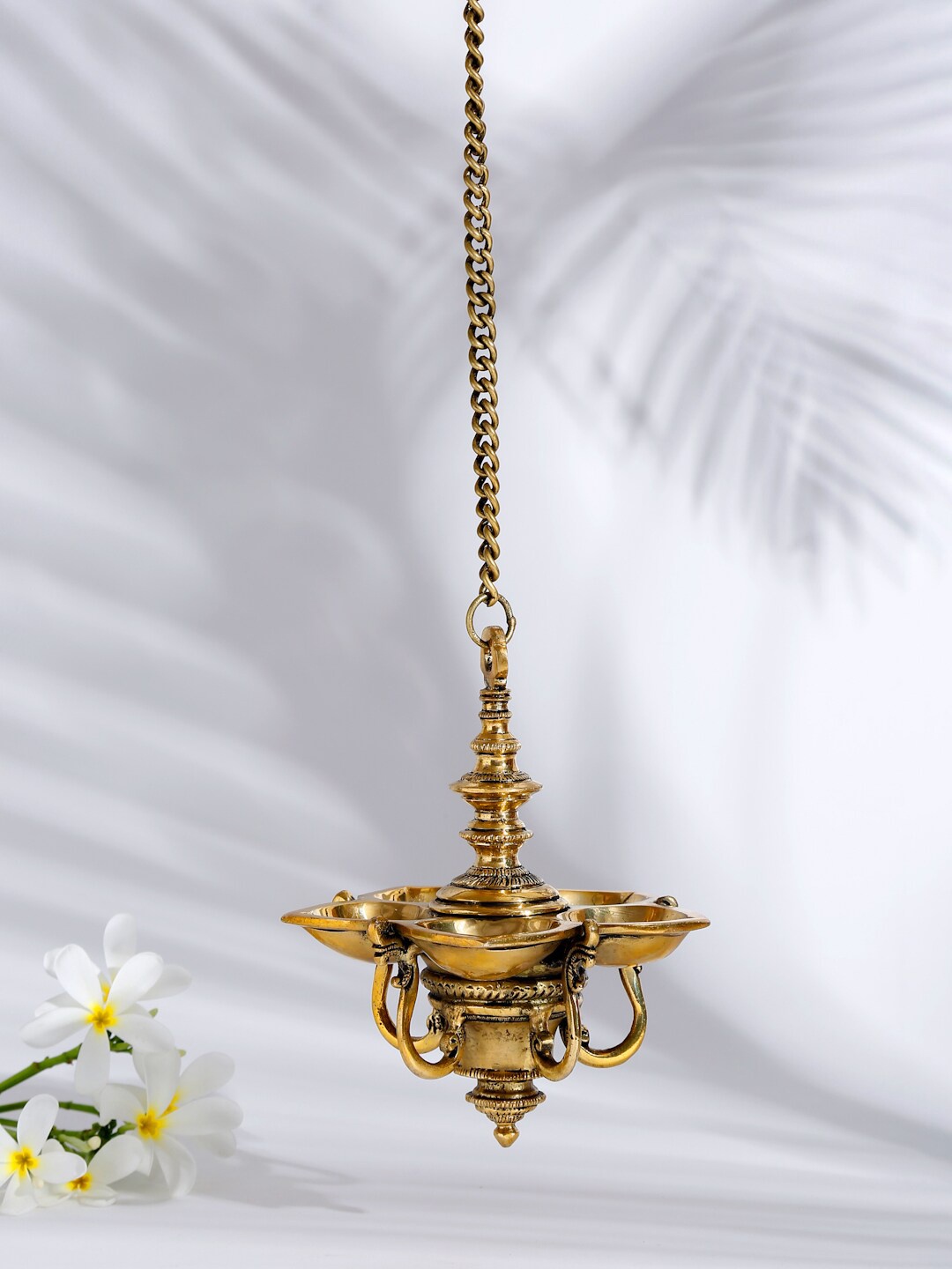 Fabindia Gold-Toned Brass Mehnoor Casted Hanging Small Oil Lamp