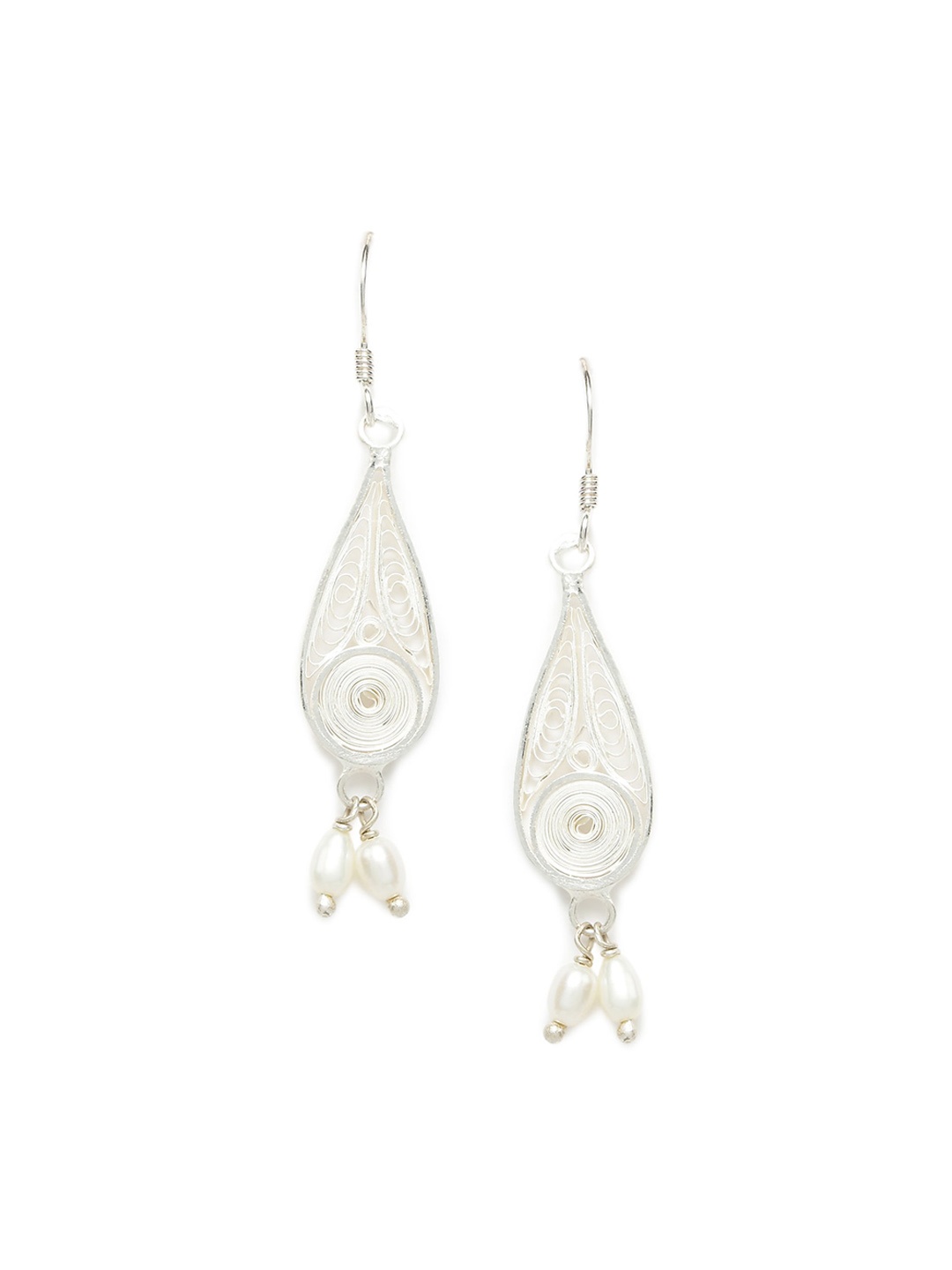 

Fabindia Silver-Toned Contemporary Drop Earrings