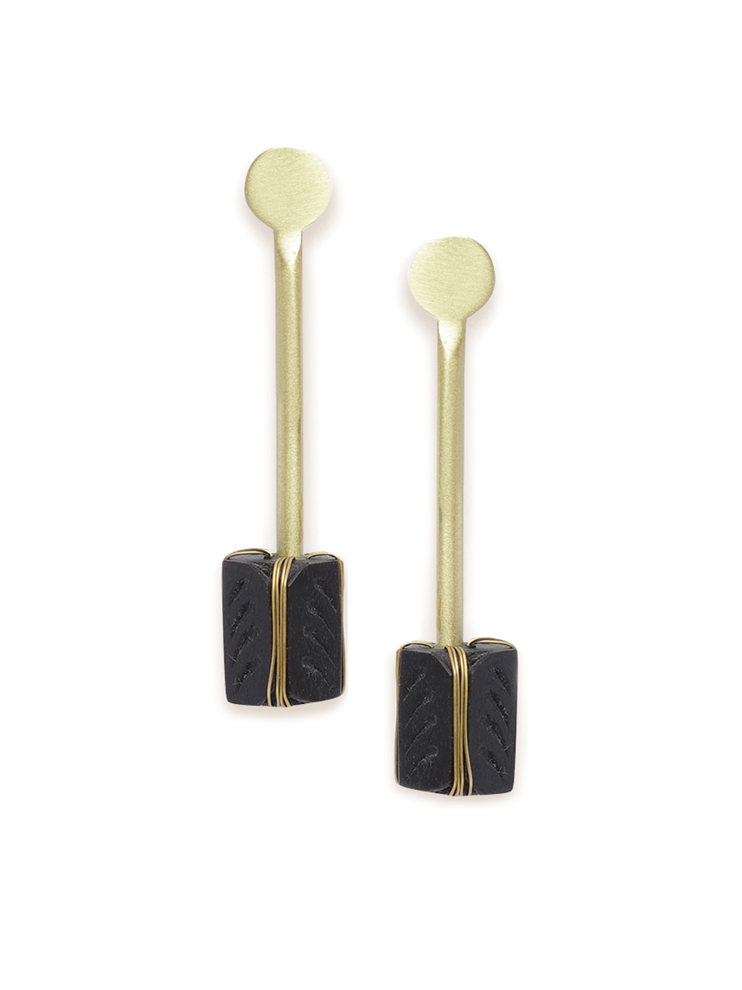 

Fabindia Gold-Toned & Black Contemporary Drop Earrings