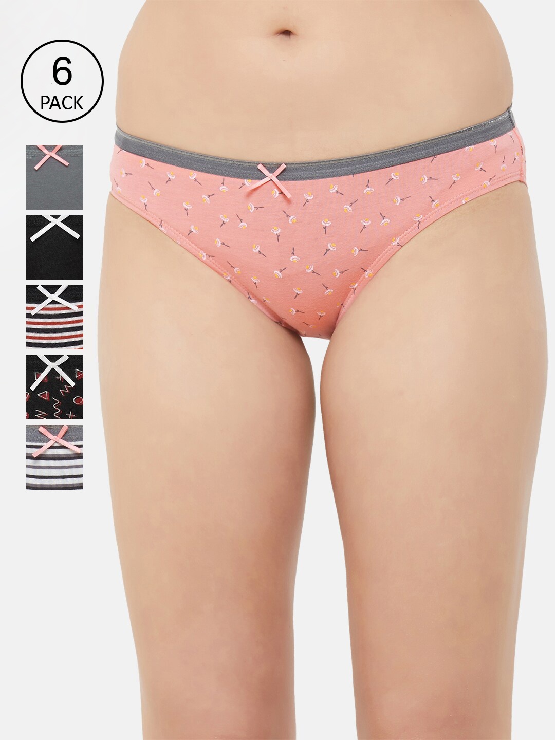 Soie Women Pack Of 6 Basic Briefs 6BF-20PACK 3, Black