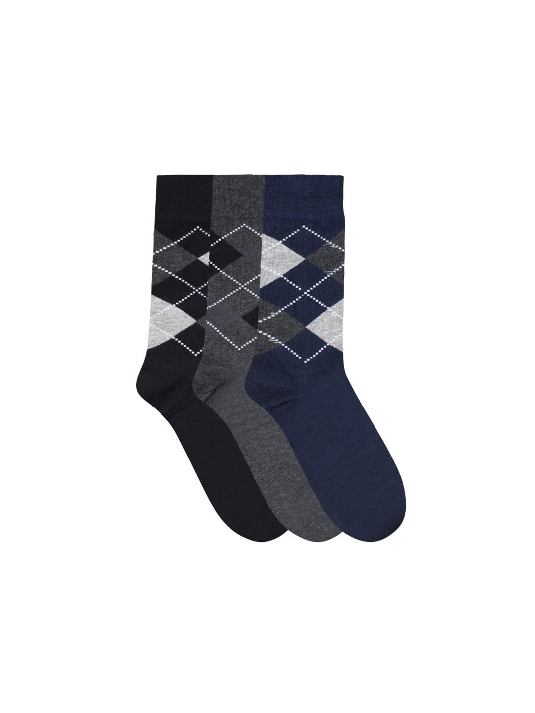 

N2S NEXT2SKIN Men Pack Of 3 Multicoloured Cotton Calf-Length Socks, Multi