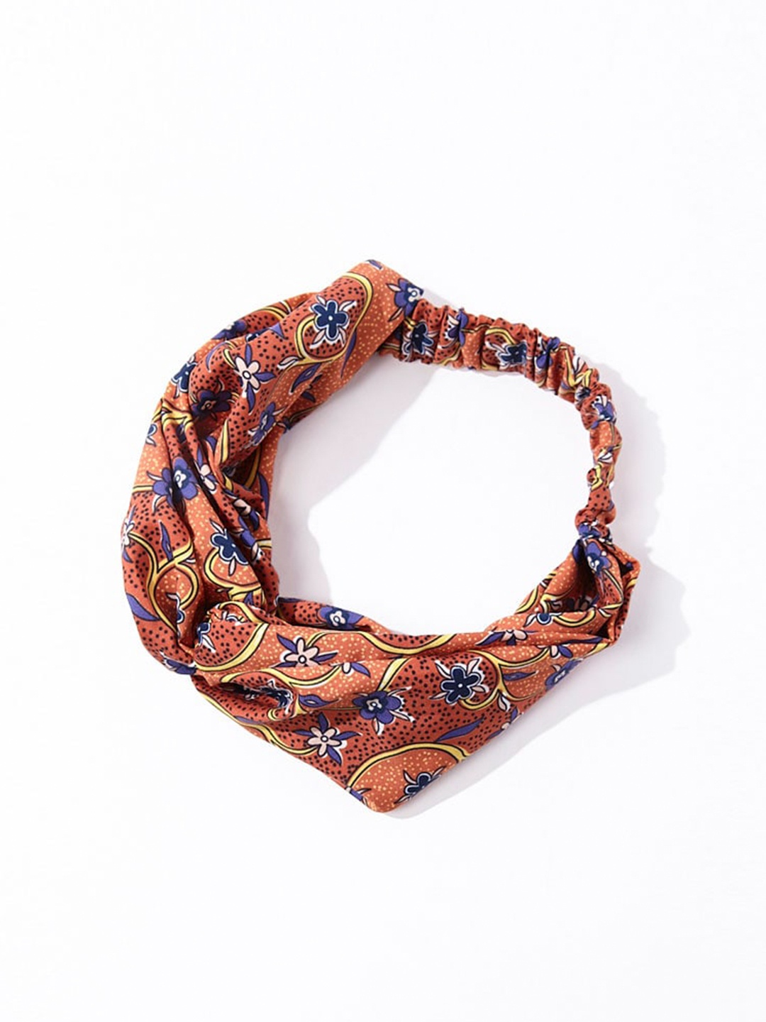 

FOREVER 21 Women Rust Orange & Blue Floral Hairband