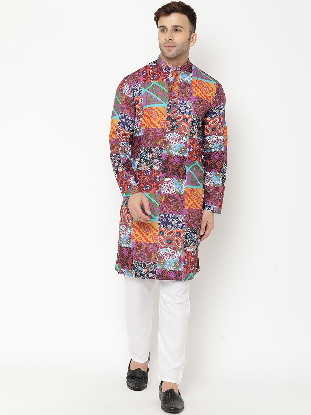 

Hangup Men Multicoloured Printed Kurta with Pyjamas, Multi