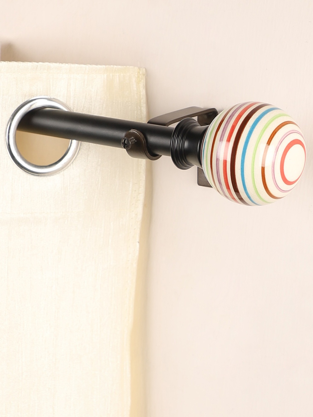 

The Decor Mart Black Extendable Curtain Rod with Pop Art Ceramic Finial