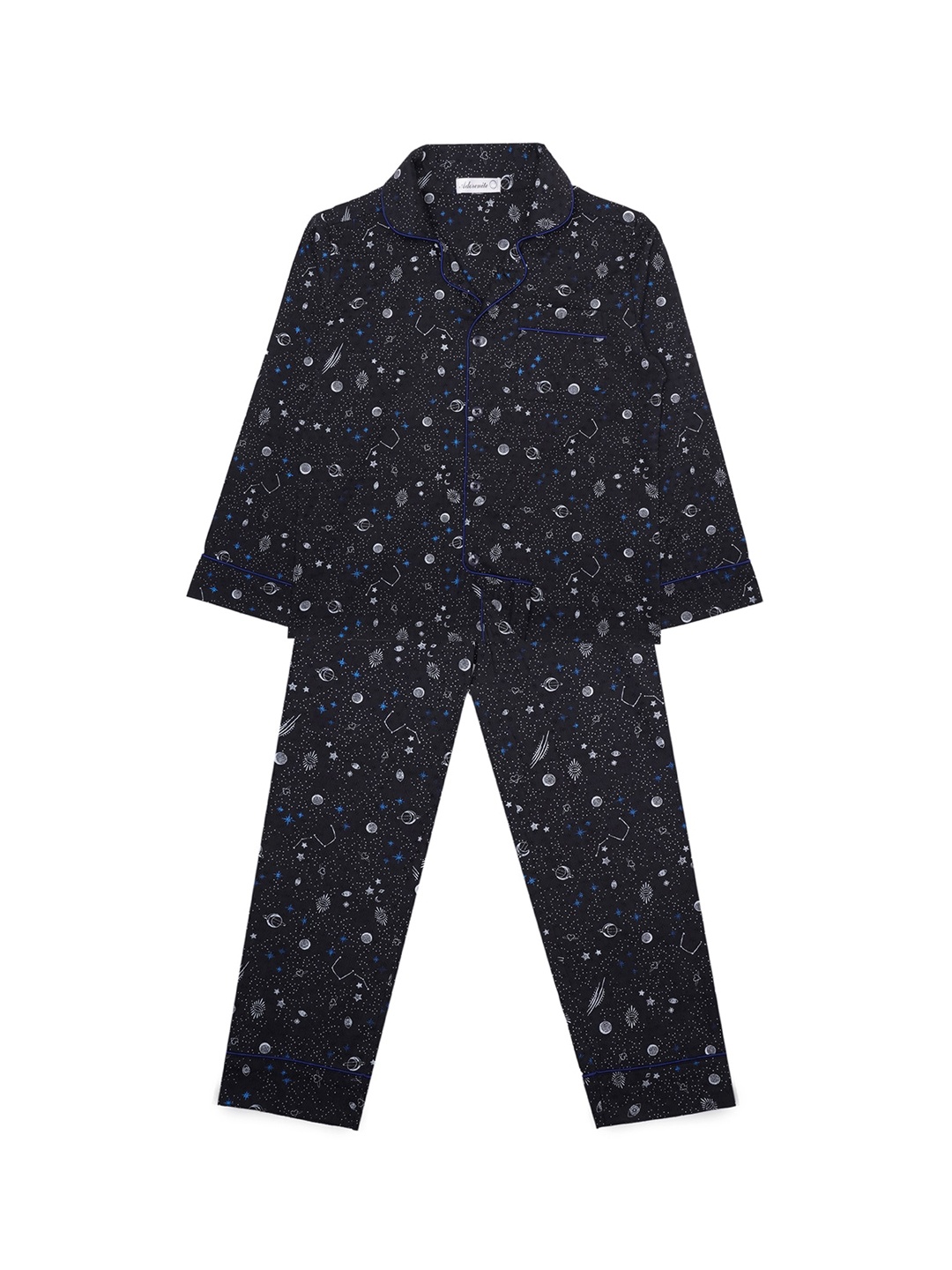 

ADORENITE Unisex Kids Black & White Printed Night suit