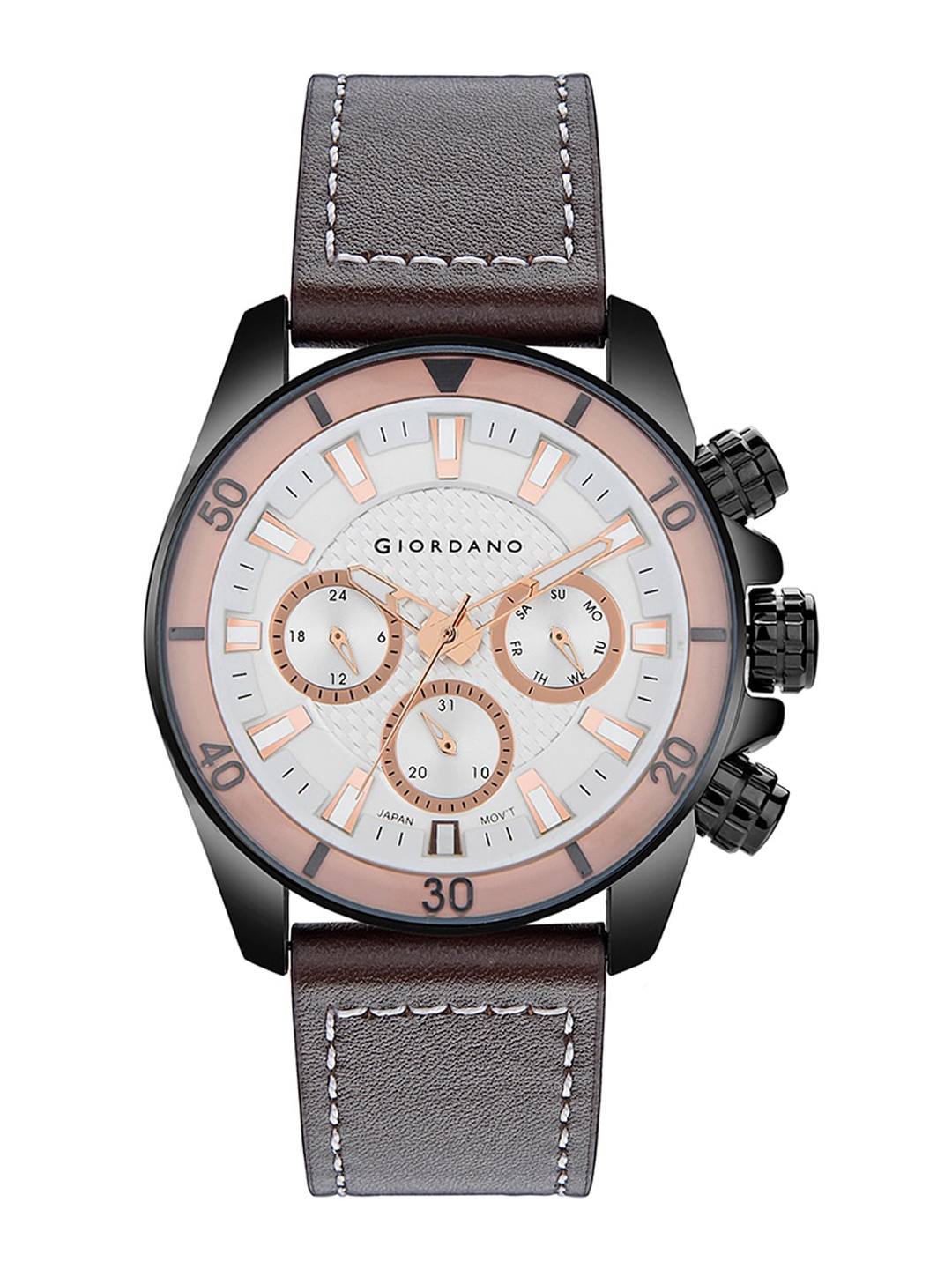 

GIORDANO Men White Dial & Brown Straps Analogue Watch GD-1094-03