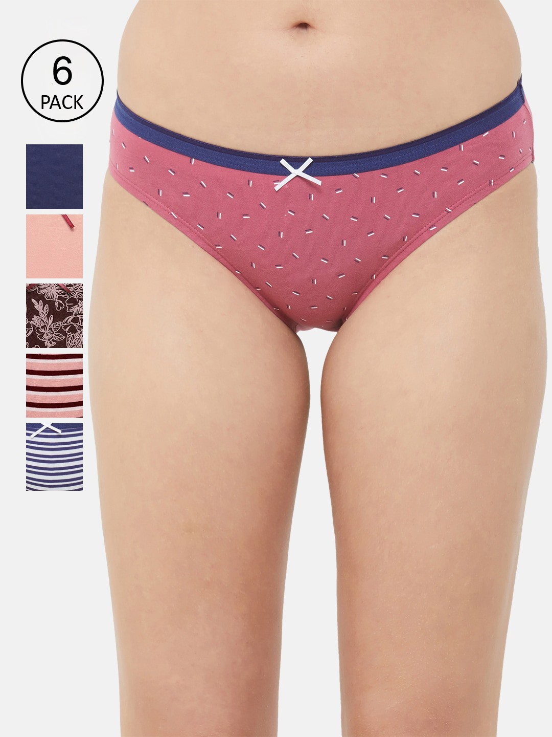 

Soie Women Pack Of 6 Basic Briefs 6BF-20PACK 4, Pink