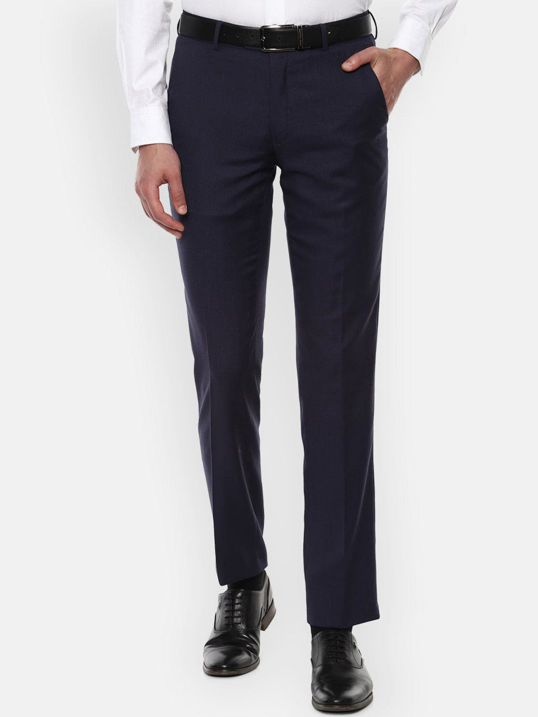 

Van Heusen Men Navy Blue Slim Fit Formal Trousers