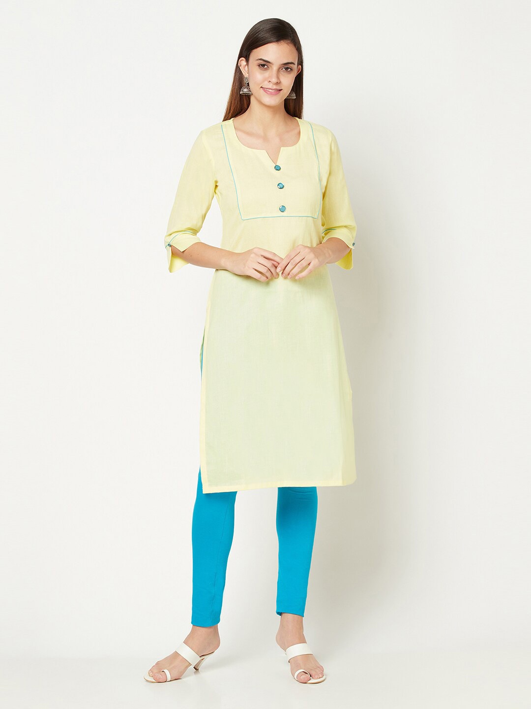 

Safaa Yellow Solid Kurta
