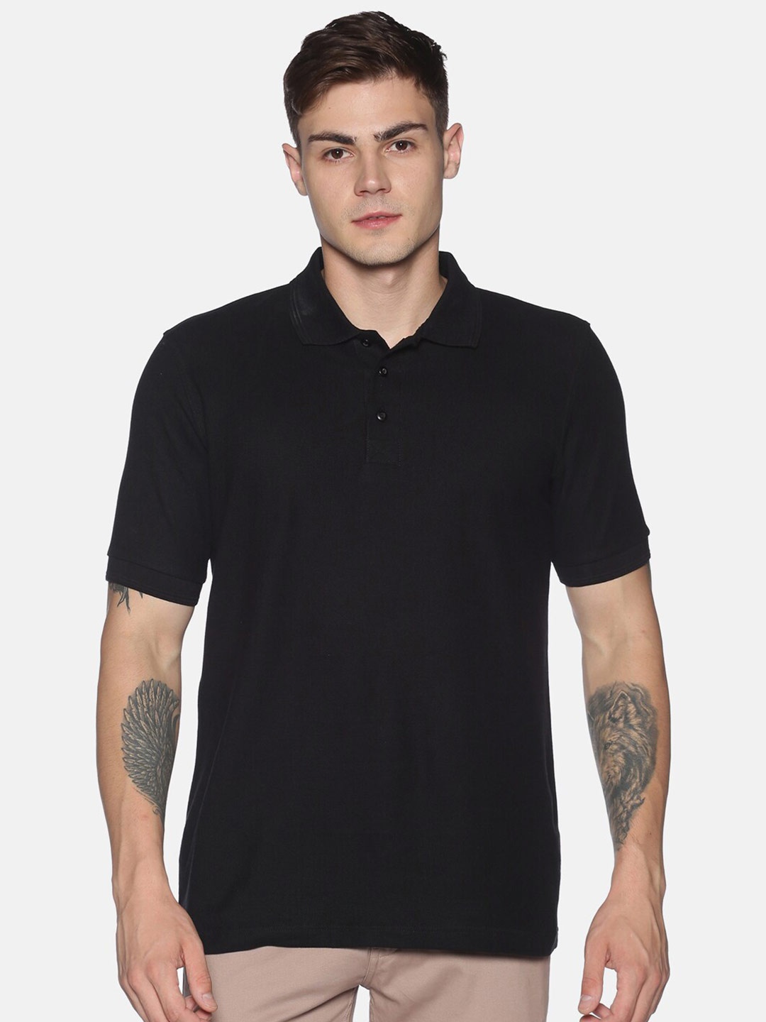 

UrGear Men Black Polo Collar Cotton Pure Cotton T-shirt