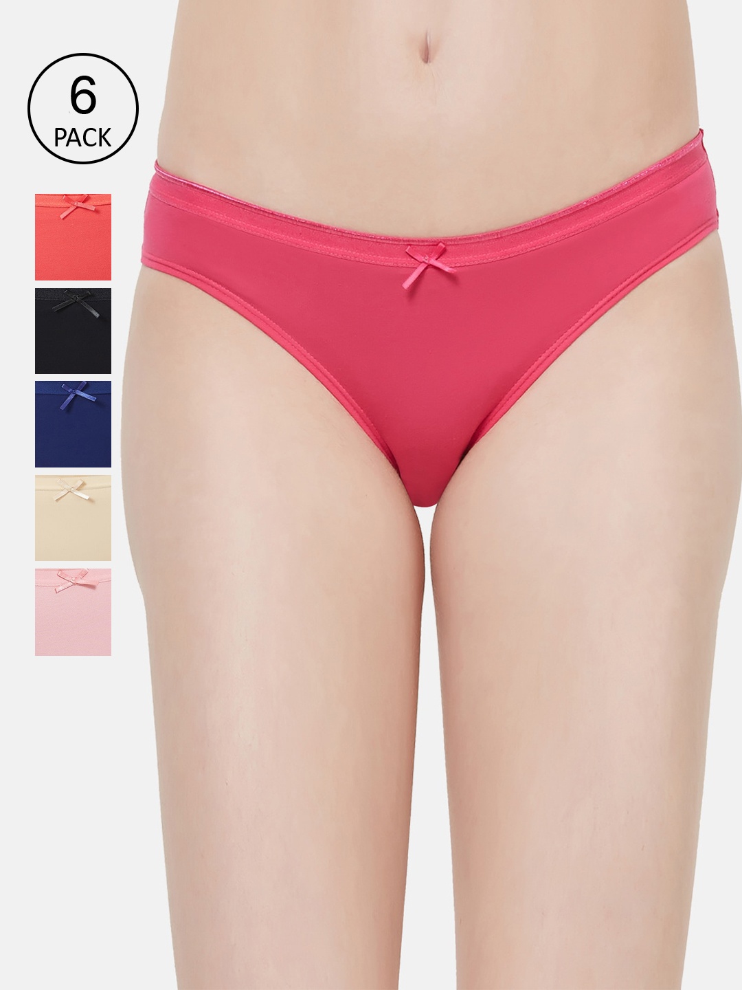 

Soie Women Pack Of 6 Solid Classic Basic Briefs 6BF-18PACK 2, Pink