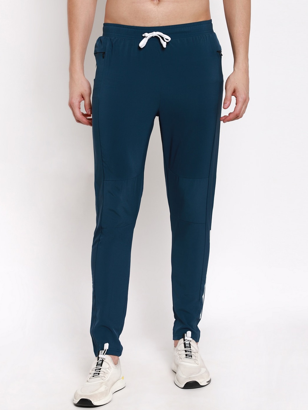 

American-Elm Men Blue Solid Slim-Fit Lightweight Stretchable Track Pants