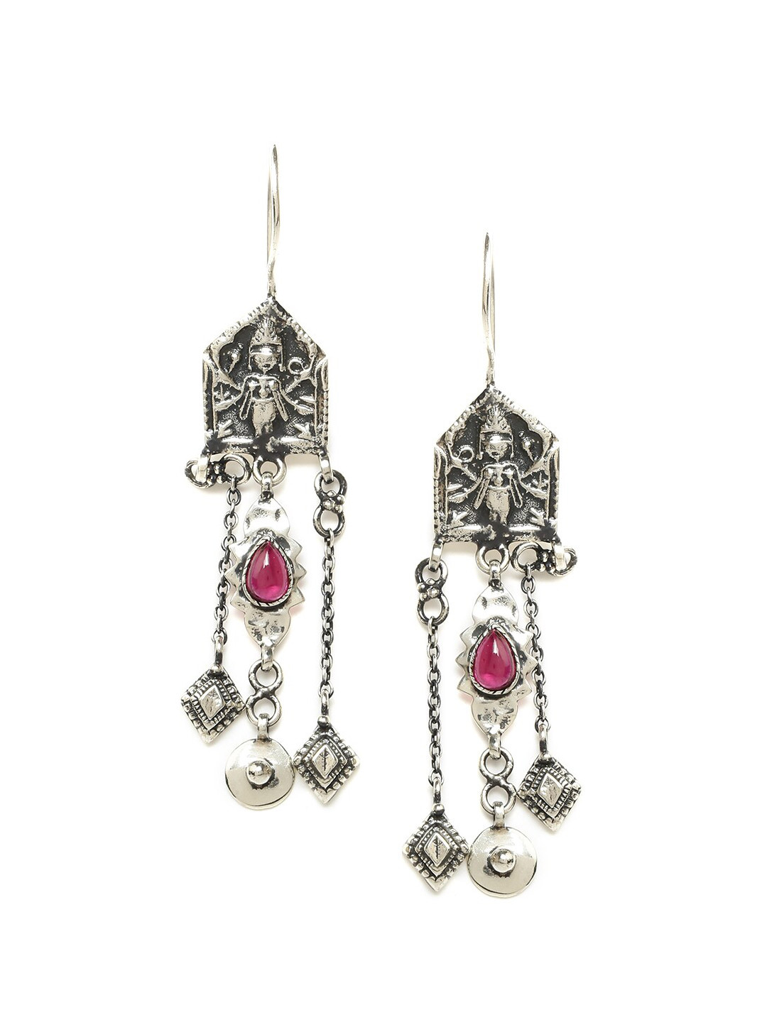 

Fabindia Silver-Toned Contemporary Drop Earrings