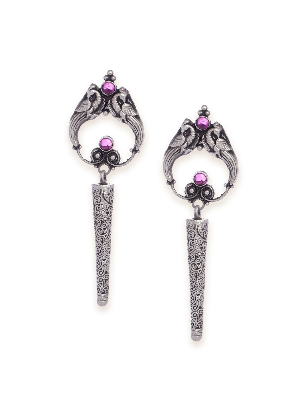 

Fabindia Silver-Toned Contemporary Afghan Drop Earrings