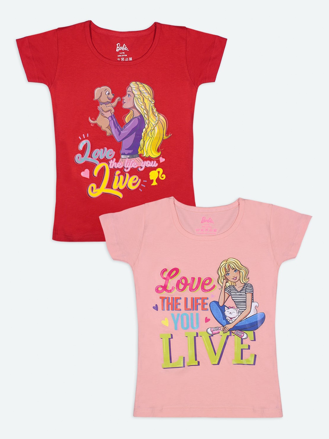

Barbie Girls Pack of 2 Barbie Printed T-shirt, Multi