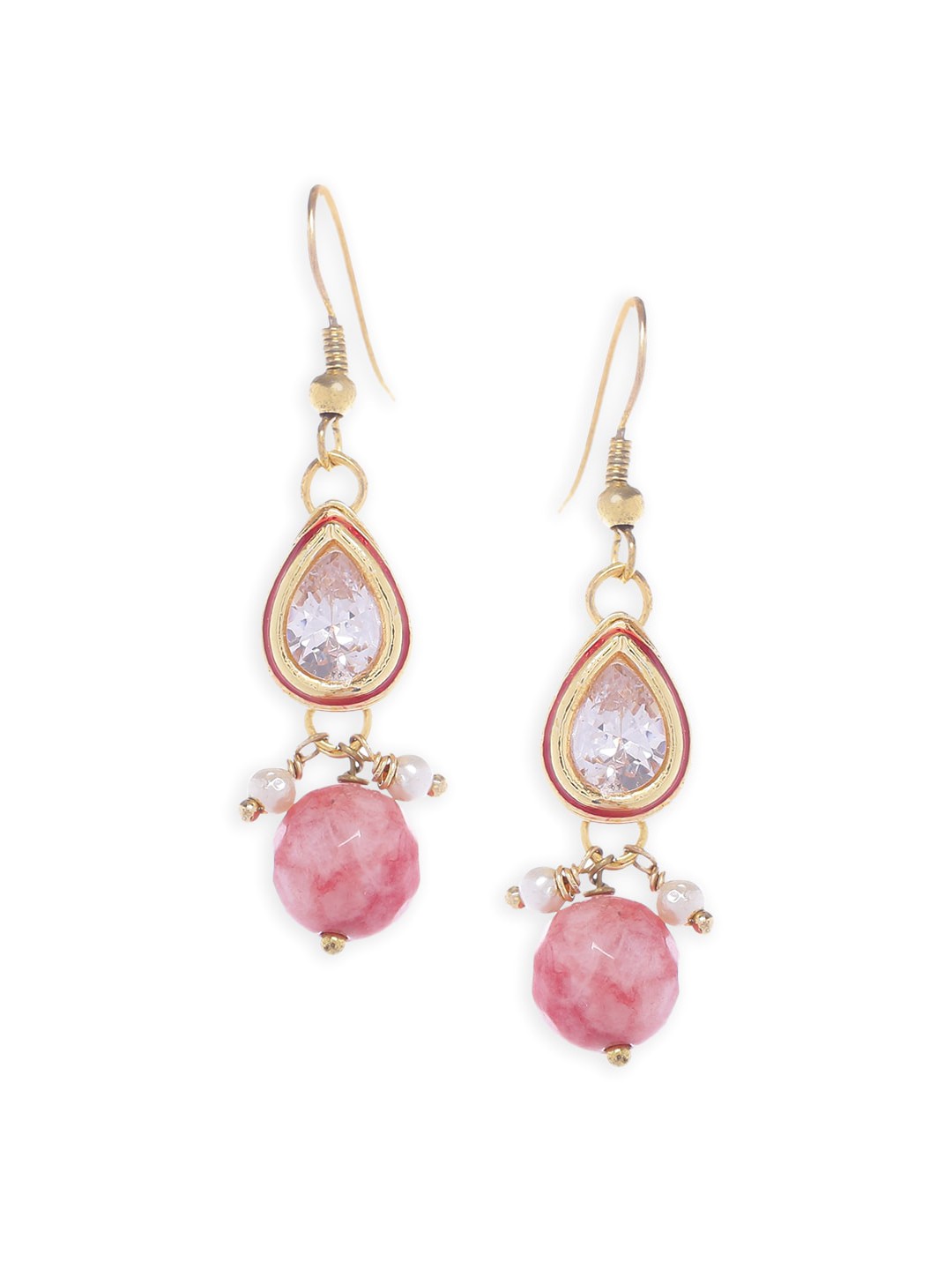 

Fabindia Gold-Toned and Pink Contemporary Drop Earrings