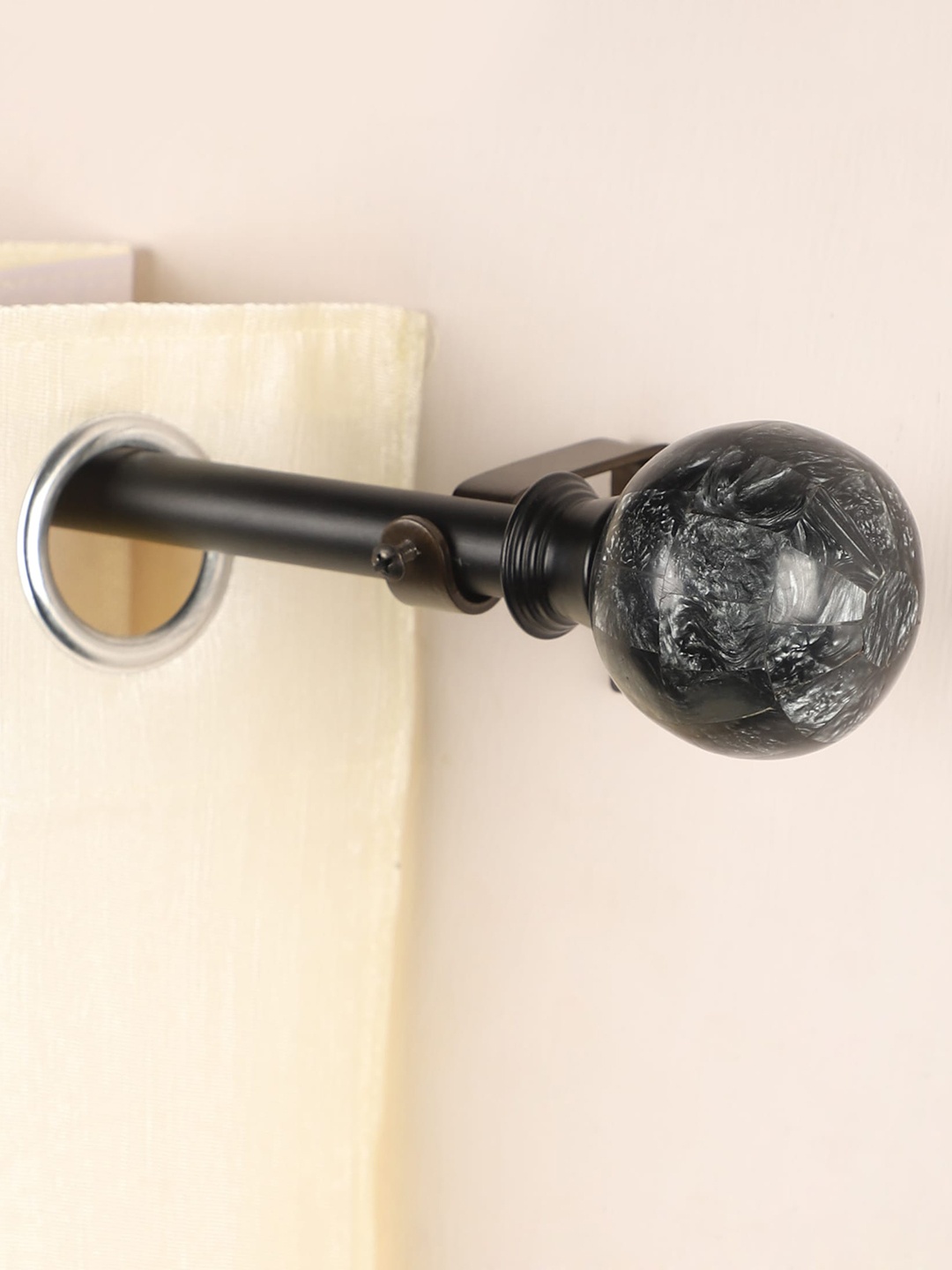 The Decor Mart Black Extendable Curtain Rod with Finial