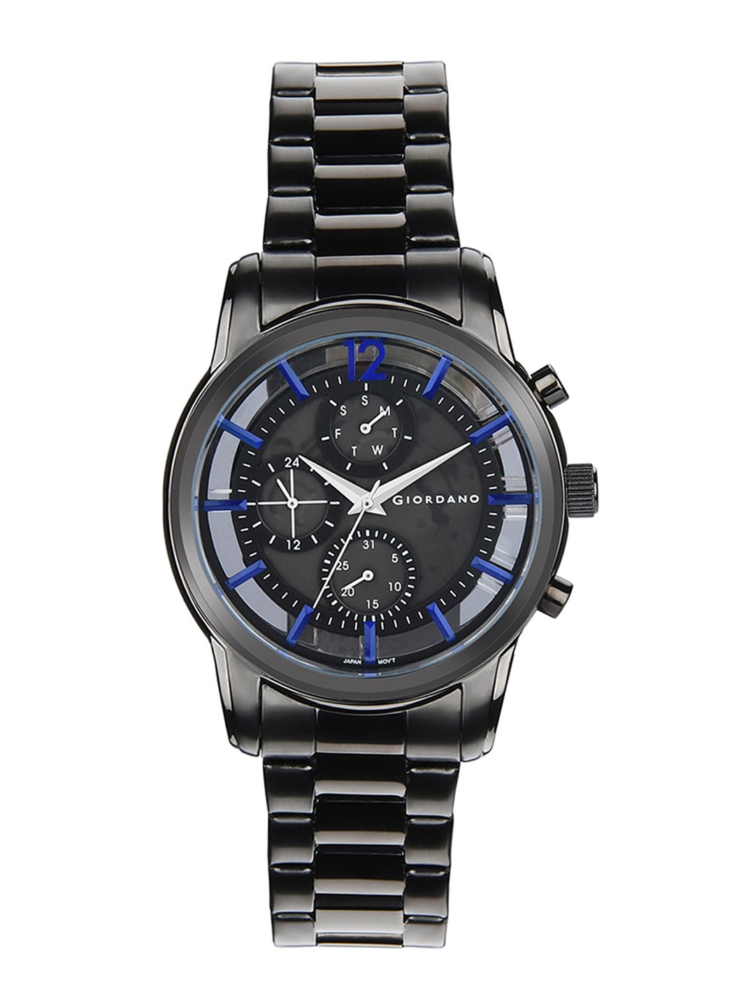 

GIORDANO Men Black Dial & Gunmetal Toned Bracelet Style Straps Analogue Watch