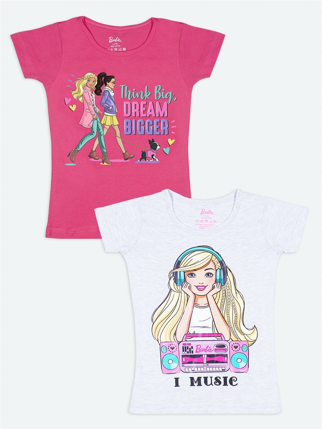 

Barbie Girls Pack-2 Multicoloured Barbie Printed T-shirt, Multi