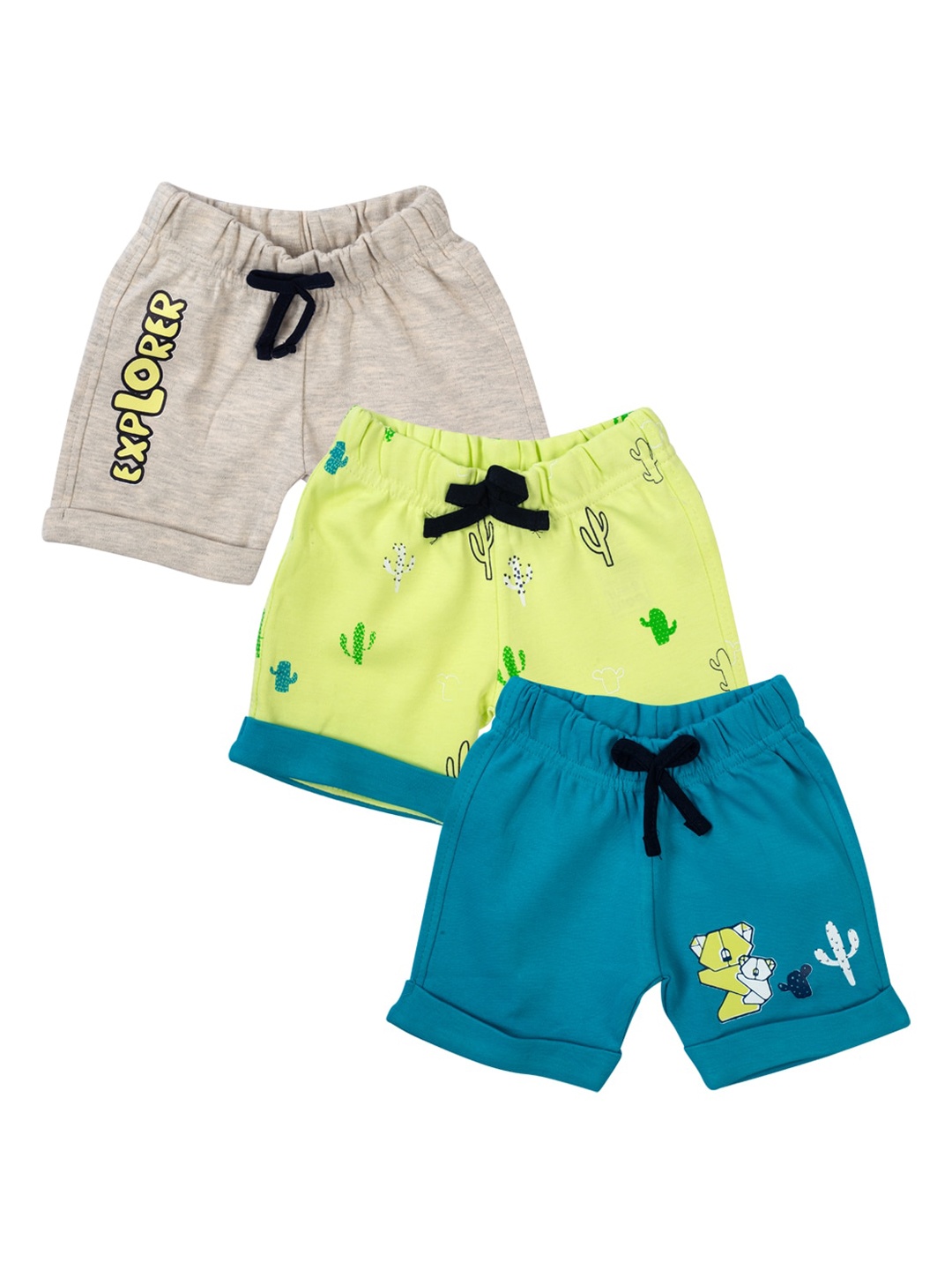 

MeeMee Boys Multicoloured Printed Set of 3 High-Rise Regular Shorts, Multi