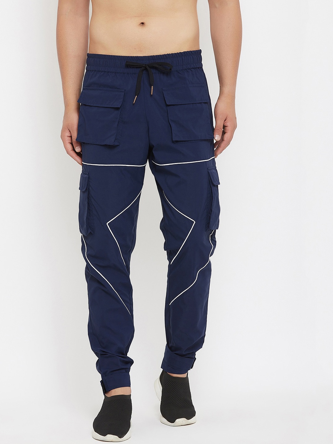 

FUGAZEE Men Navy Blue Solid Tapered-Fit Cargo Joggers