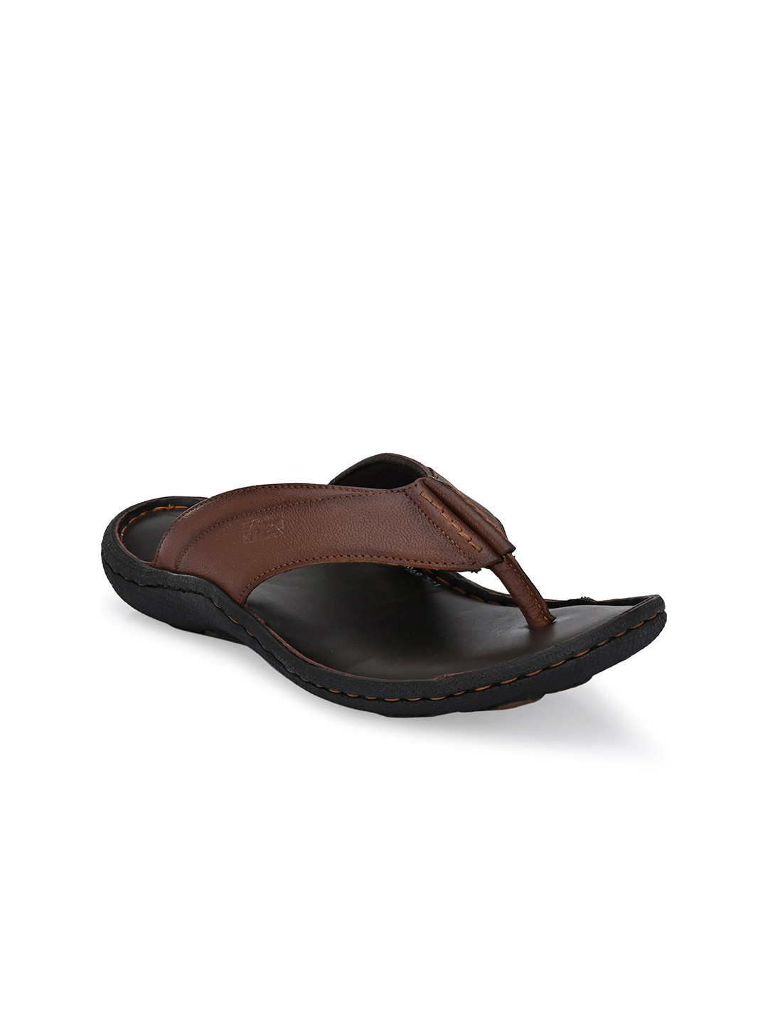 

Hitz Men Brown & Black Leather Comfort Sandals