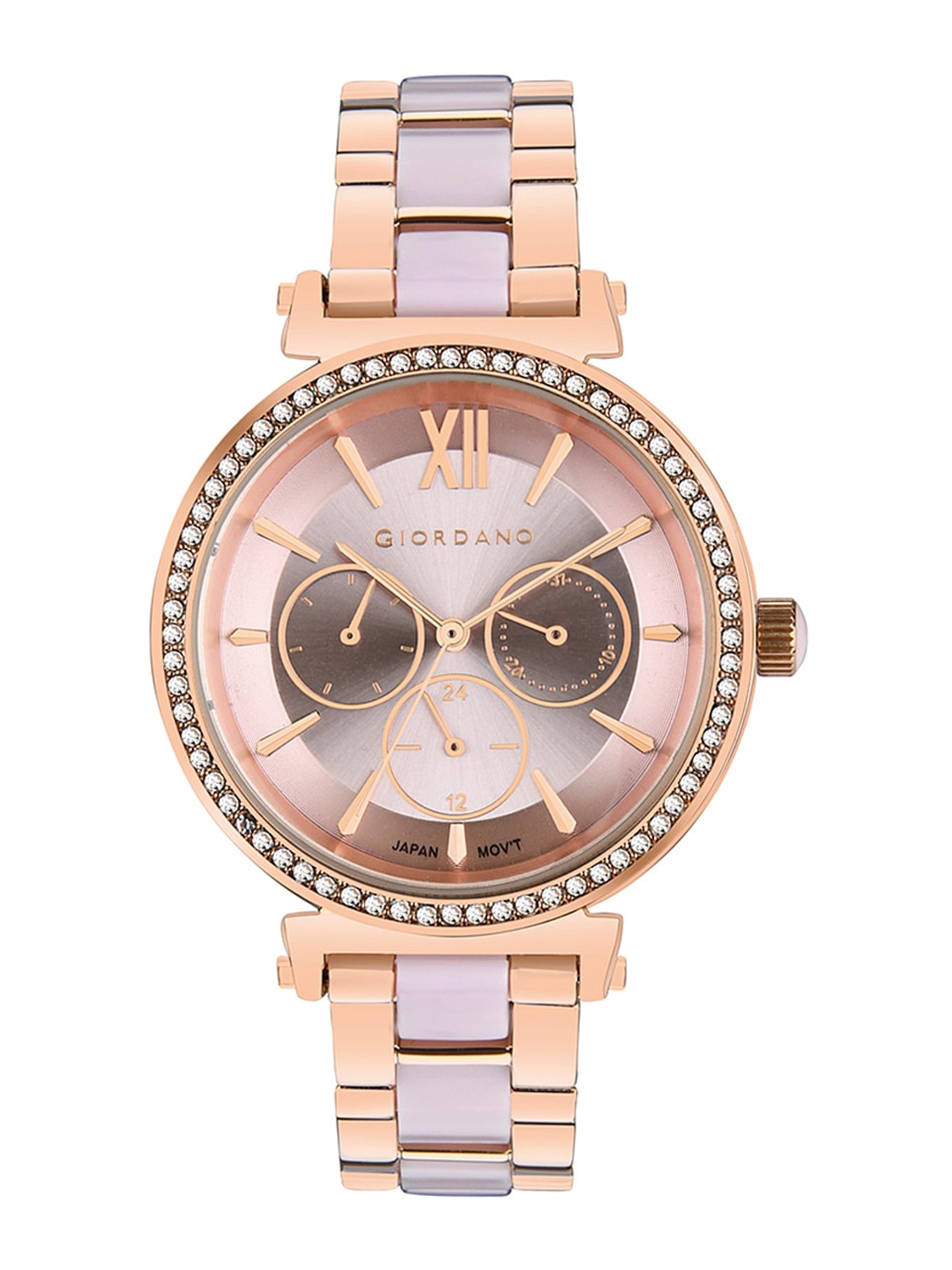 

GIORDANO Women Rose Gold-Toned Embellished Dial Analogue Watch GD-2075-33