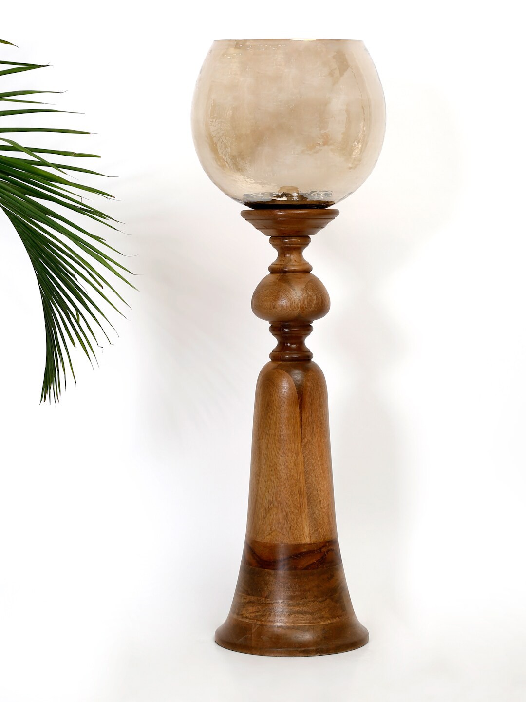 

Fabindia Assorted Wood Glass Rajasee Large Floor Hurricane Candle Holder