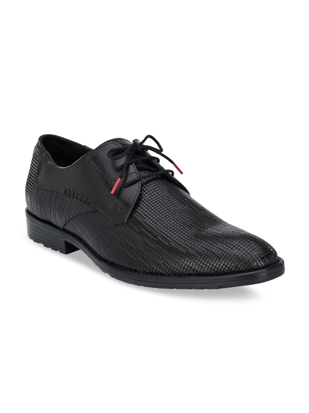 

Hitz Men Black Textured Leather Formal Derbys