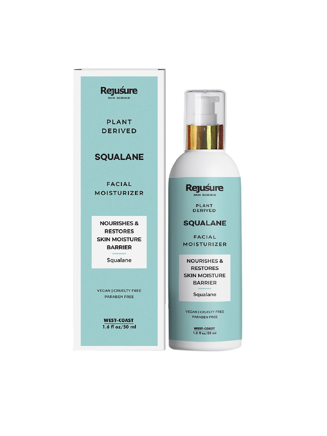 

Rejusure Plant Derived Squalane - Vitamin E Face Moisturizer 50ml, Sea green
