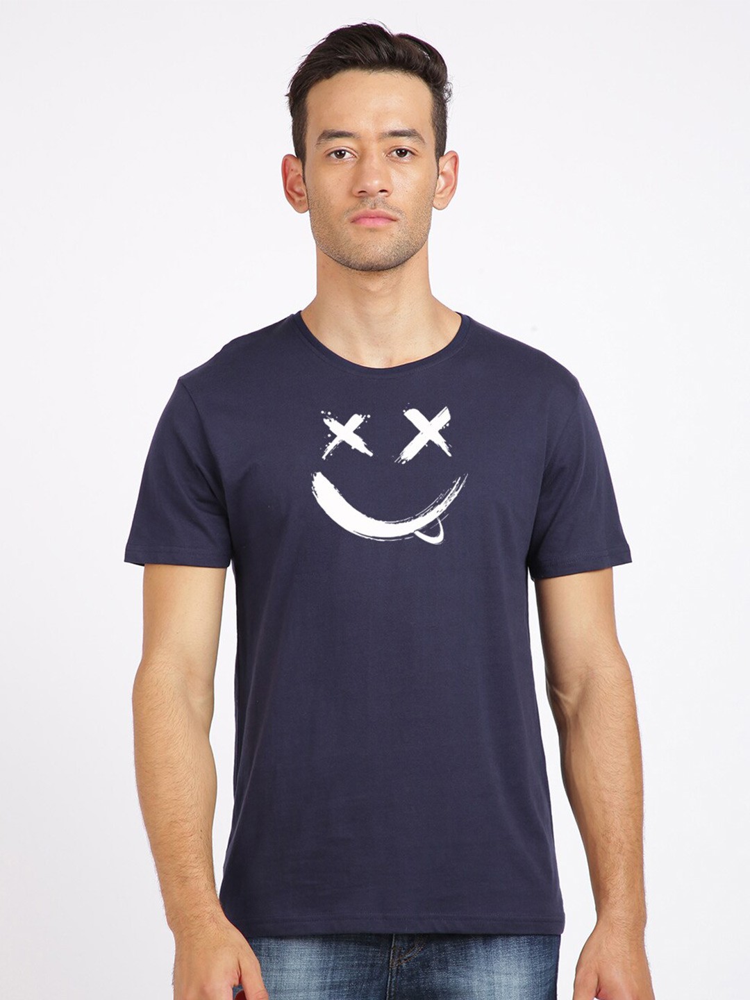 

MASH UNLIMITED Men Navy Blue Printed Slim Fit T-shirt