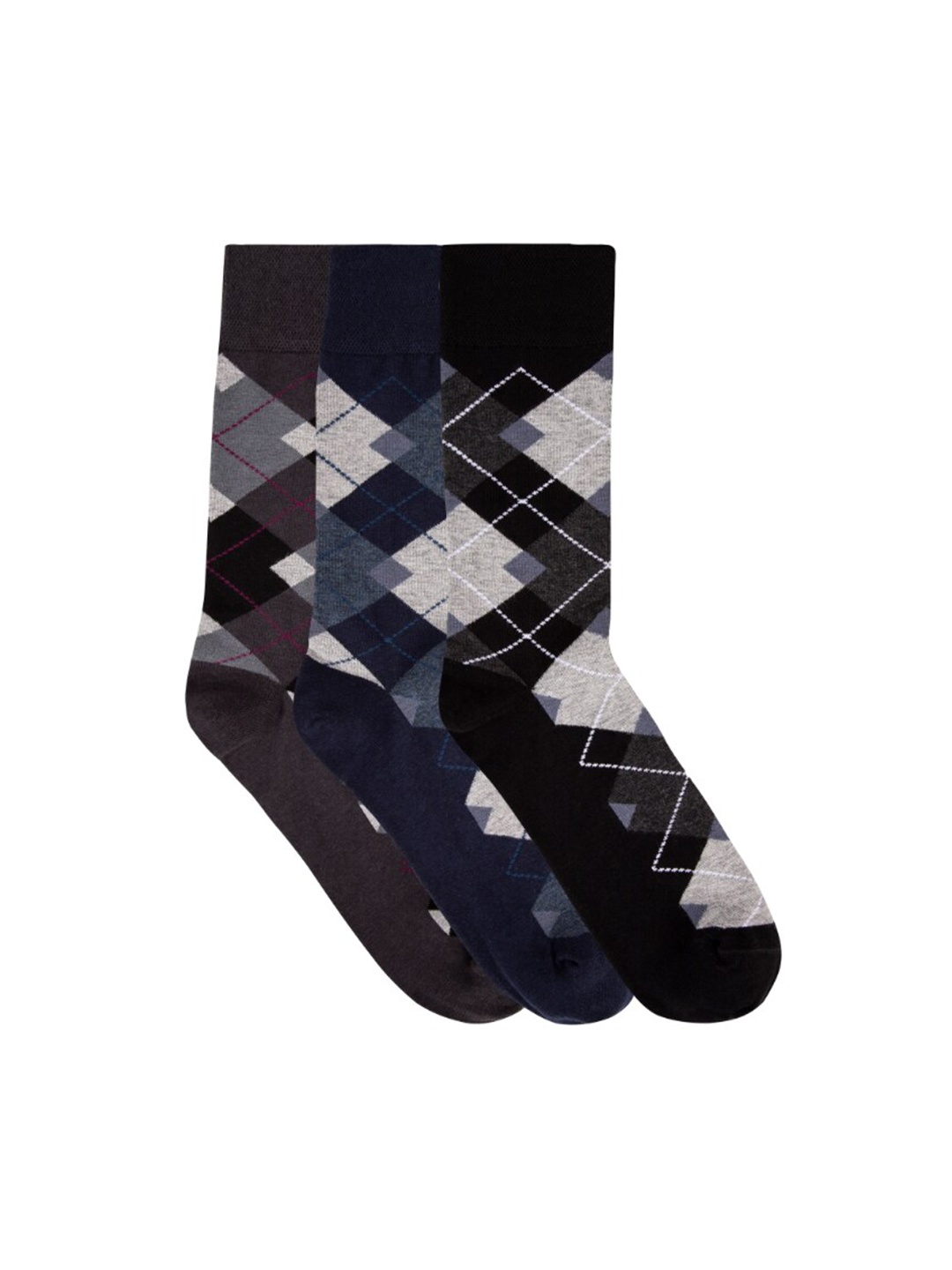 N2S NEXT2SKIN Men Pack Of 3 Calf-Length Socks, Black